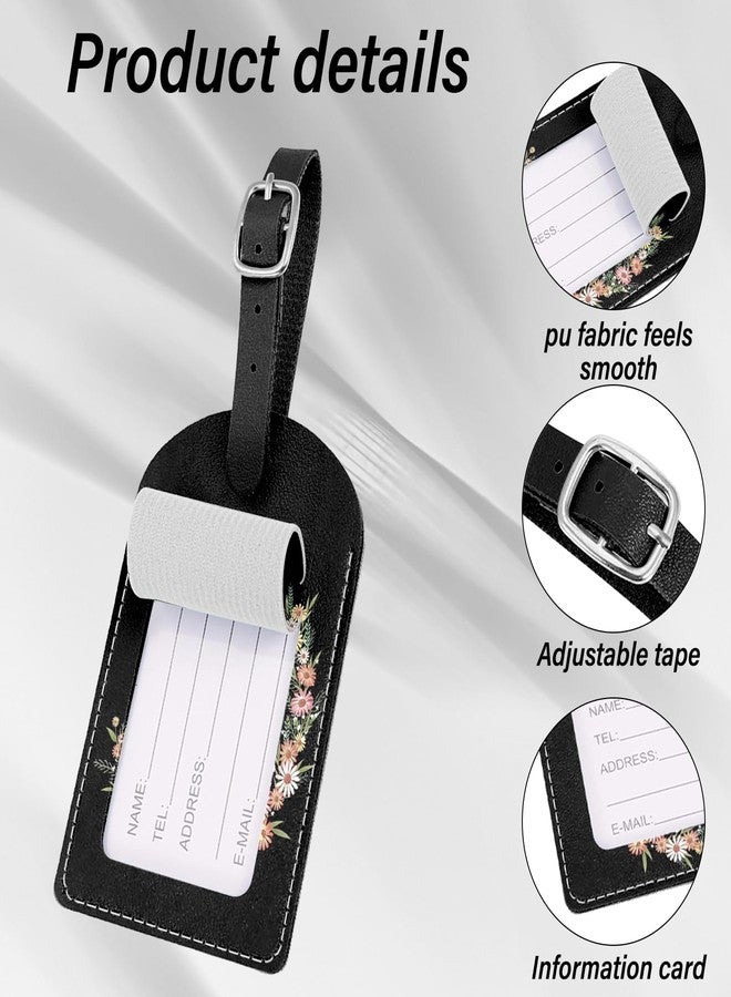 BHAHB 2 Pack Initial Letter Luggage Tag Monogram Luggage Tag PU Leather Suitcase Tags Funny Aesthetic Cute Flower Floral Monogrammed Travel Bag Labels for Women Girls (Letter-M) - Image 3